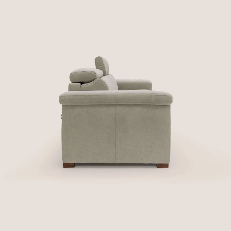 Giunone canapé convertible avec matelas de 18 cm et têtières inclinables en tissu imperméable T02 crème