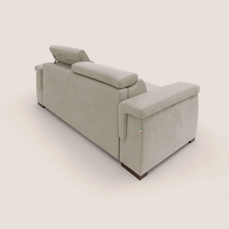 Giunone canapé convertible avec matelas de 18 cm et têtières inclinables en tissu imperméable T02 crème