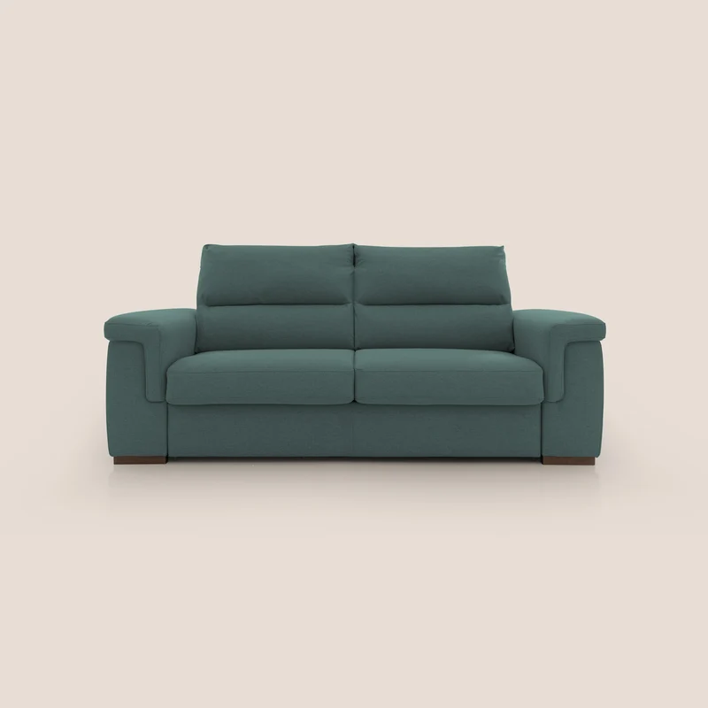 Magnolia canapé convertible avec matelas H 18cm et dossier haut et moelleux en tissu détachable T05 vert