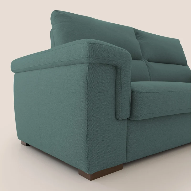 Magnolia canapé convertible avec matelas H 18cm et dossier haut et moelleux en tissu détachable T05 vert