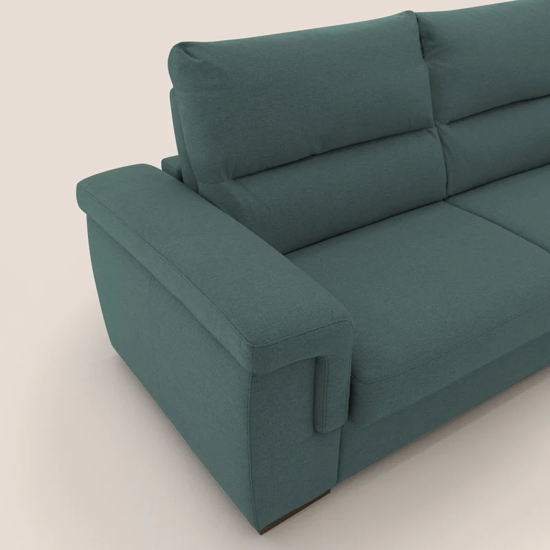 Magnolia canapé convertible avec matelas H 18cm et dossier haut et moelleux en tissu détachable T05 vert