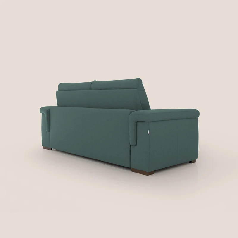 Magnolia canapé convertible avec matelas H 18cm et dossier haut et moelleux en tissu détachable T05 vert