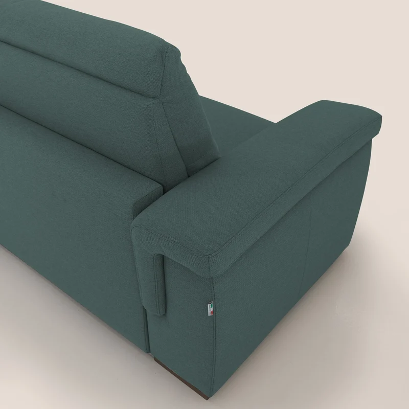 Magnolia canapé convertible avec matelas H 18cm et dossier haut et moelleux en tissu détachable T05 vert