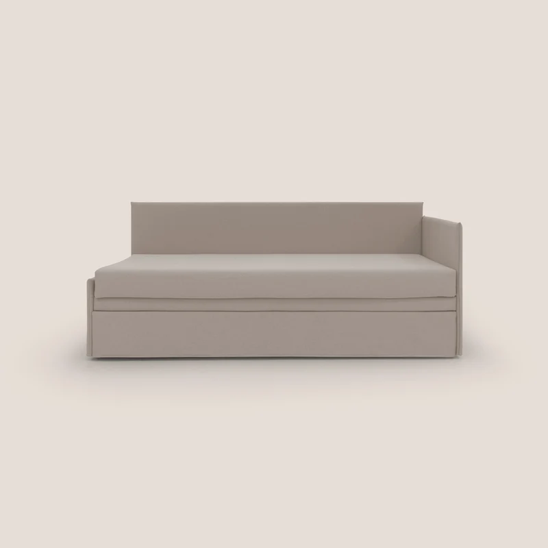 Durini Canapé duplex avec lits jumeaux et tissu effet coton imperméable T13 crème