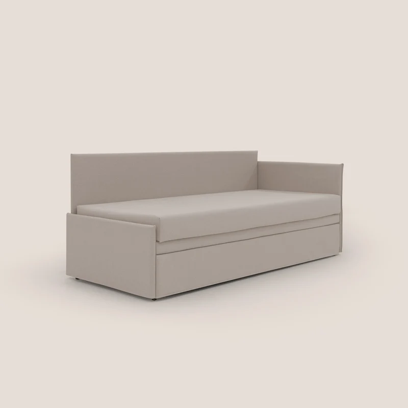 Durini Canapé duplex avec lits jumeaux et tissu effet coton imperméable T13 crème