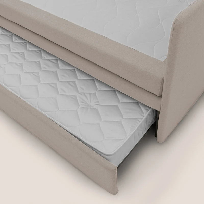 Durini Canapé duplex avec lits jumeaux et tissu effet coton imperméable T13 crème