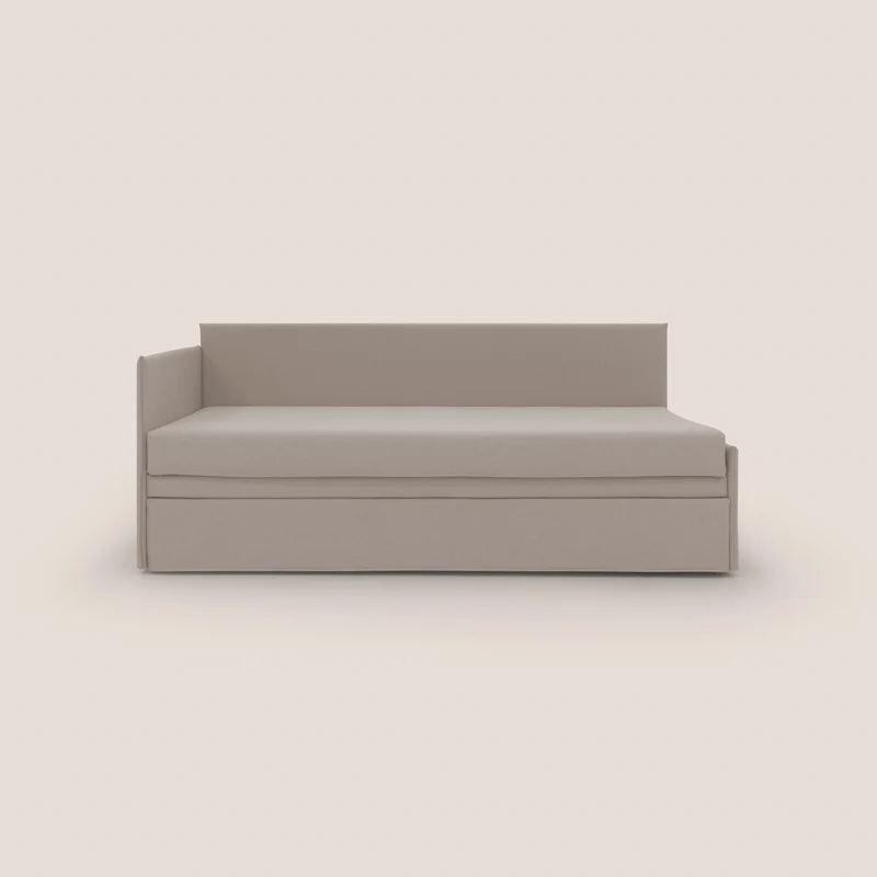 Durini Canapé duplex avec lits jumeaux et tissu effet coton imperméable T13 crème