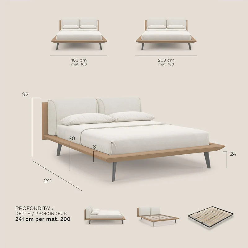 Petra lit design bicolore avec coussins en plumes, pieds foncés et tissu imperméable T11 et T06 cuir - jaune