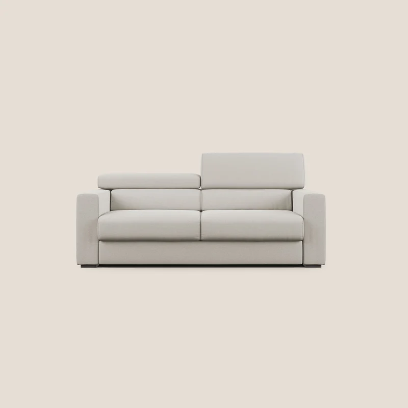 Dylan canapé avec pouf extractible en tissu flamme effet coton impermeabile T19 crème
