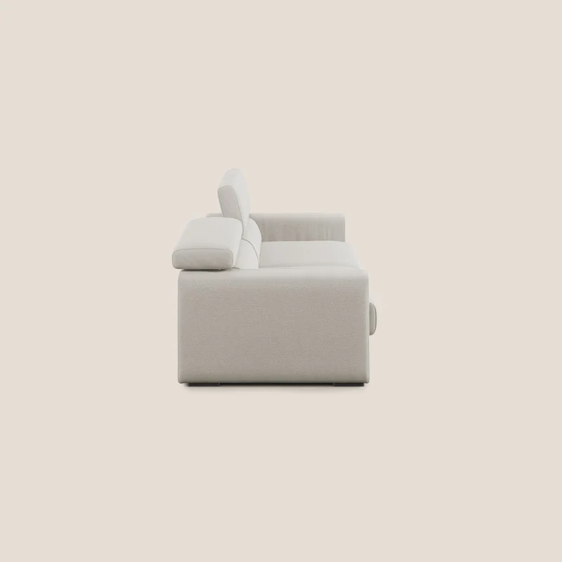 Dylan canapé avec pouf extractible en tissu flamme effet coton impermeabile T19 crème