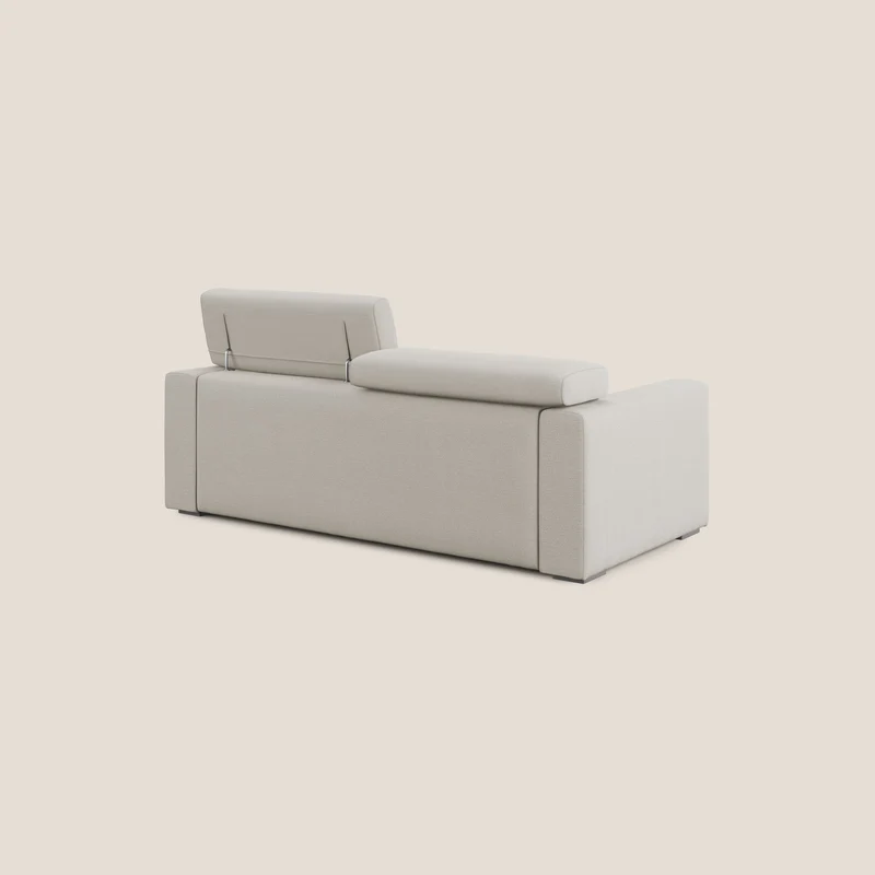 Dylan canapé avec pouf extractible en tissu flamme effet coton impermeabile T19 crème