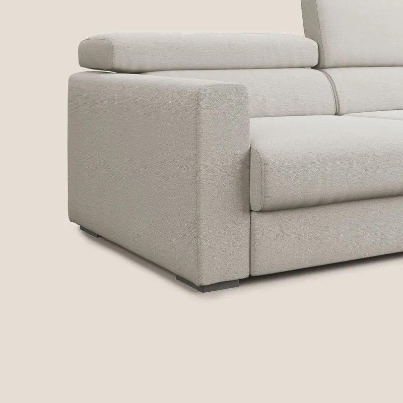 Dylan canapé avec pouf extractible en tissu flamme effet coton impermeabile T19 crème