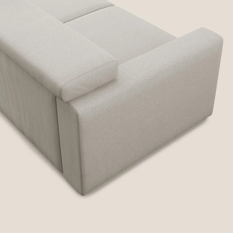 Dylan canapé avec pouf extractible en tissu flamme effet coton impermeabile T19 crème