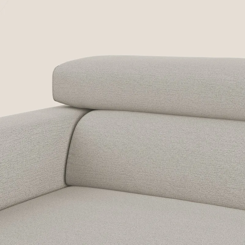 Dylan canapé avec pouf extractible en tissu flamme effet coton impermeabile T19 crème