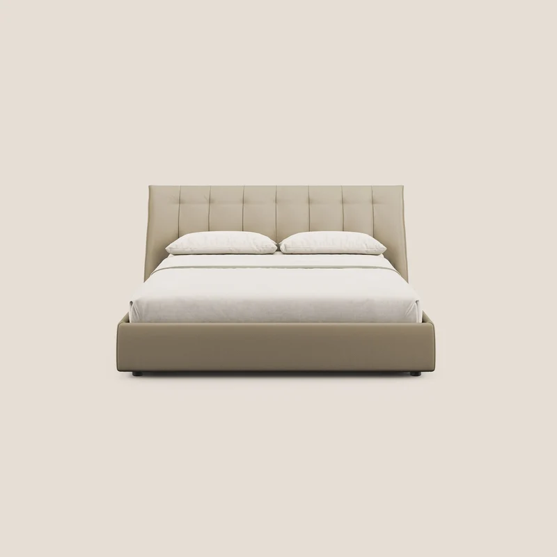 Clizia Lit de design avec coffre de rangement en simili-cuir imperméable T04 beige
