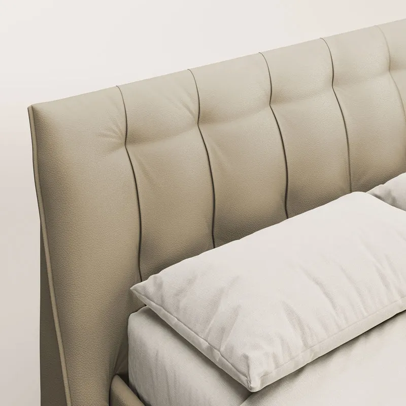 Clizia Lit de design avec coffre de rangement en simili-cuir imperméable T04 beige