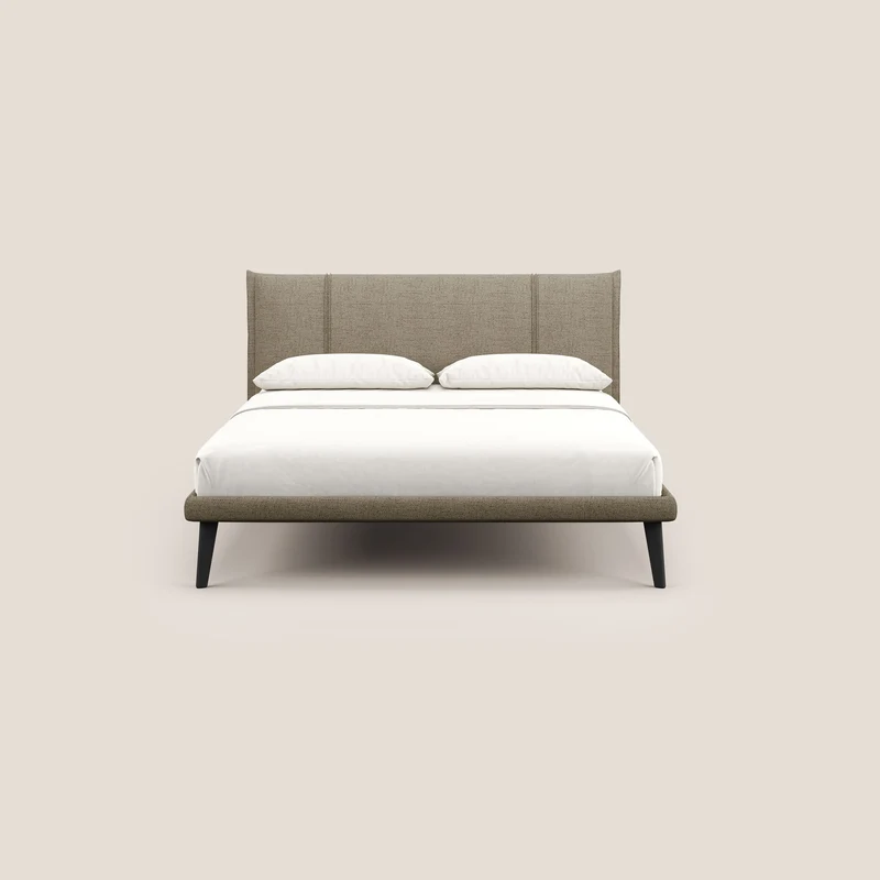 Klaus lit moderne avec pieds foncés et tissu flammé imperméable T03 marron