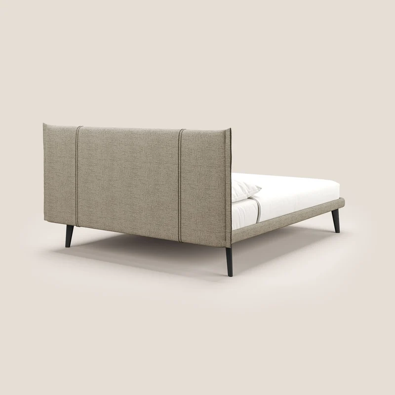 Klaus lit moderne avec pieds foncés et tissu flammé imperméable T03 marron
