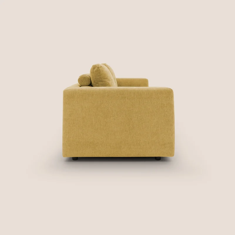Freia Canapé convertible minimaliste matelas h15cm aux dossiers moelleux en tissu imperméable T14 jaune