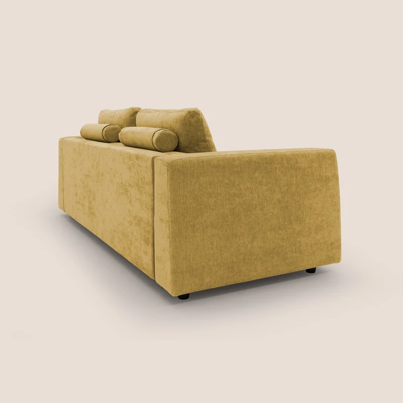 Freia Canapé convertible minimaliste matelas h15cm aux dossiers moelleux en tissu imperméable T14 jaune