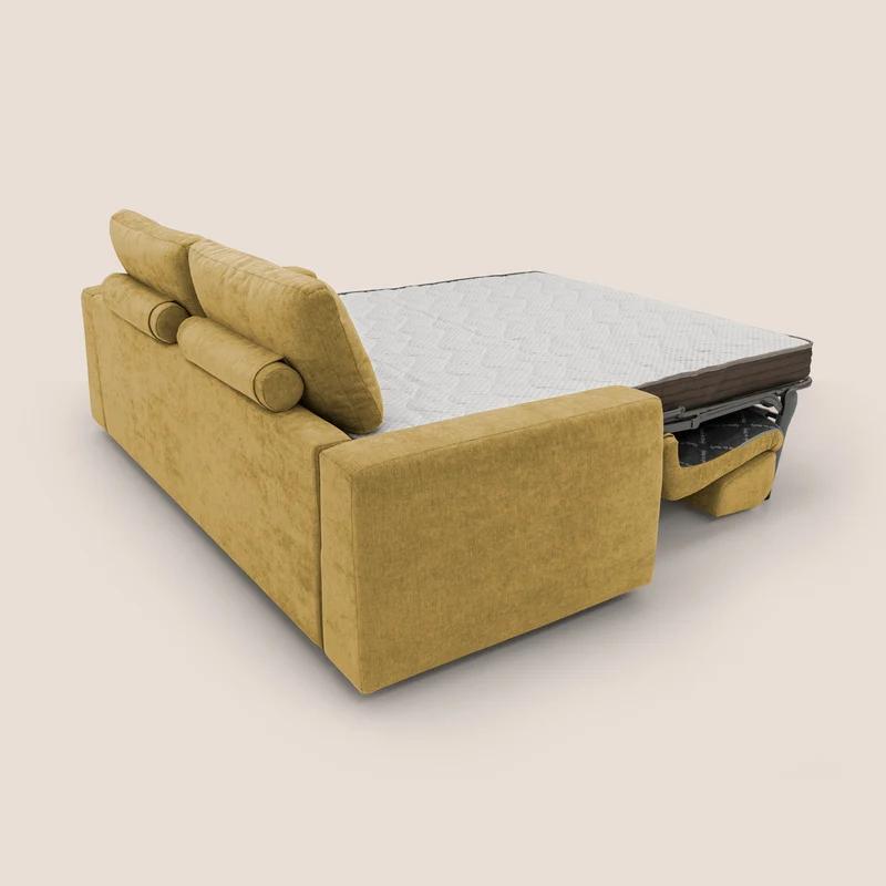 Freia Canapé convertible minimaliste matelas h15cm aux dossiers moelleux en tissu imperméable T14 jaune