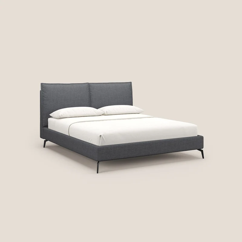 Cloe lit rembourré avec pieds en métal déhoussable en tissu imperméable T06 anthracite