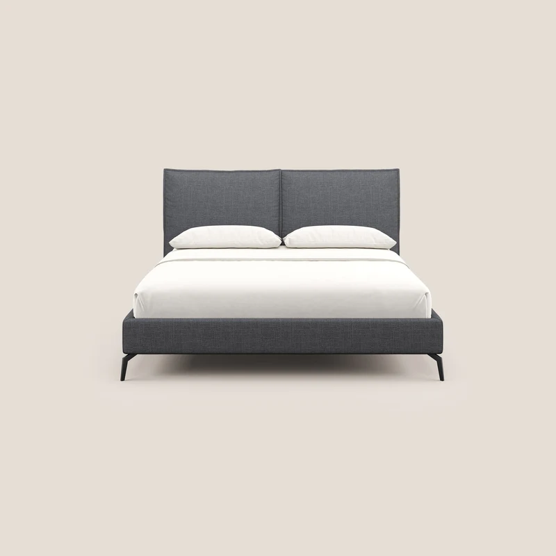 Cloe lit rembourré avec pieds en métal déhoussable en tissu imperméable T06 anthracite