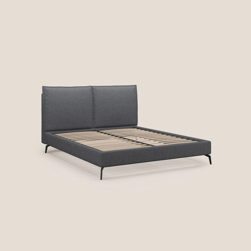 Cloe lit rembourré avec pieds en métal déhoussable en tissu imperméable T06 anthracite