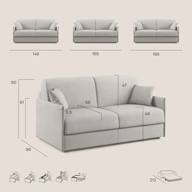 Evans canapé lit convertible en tissu recyclé beige
