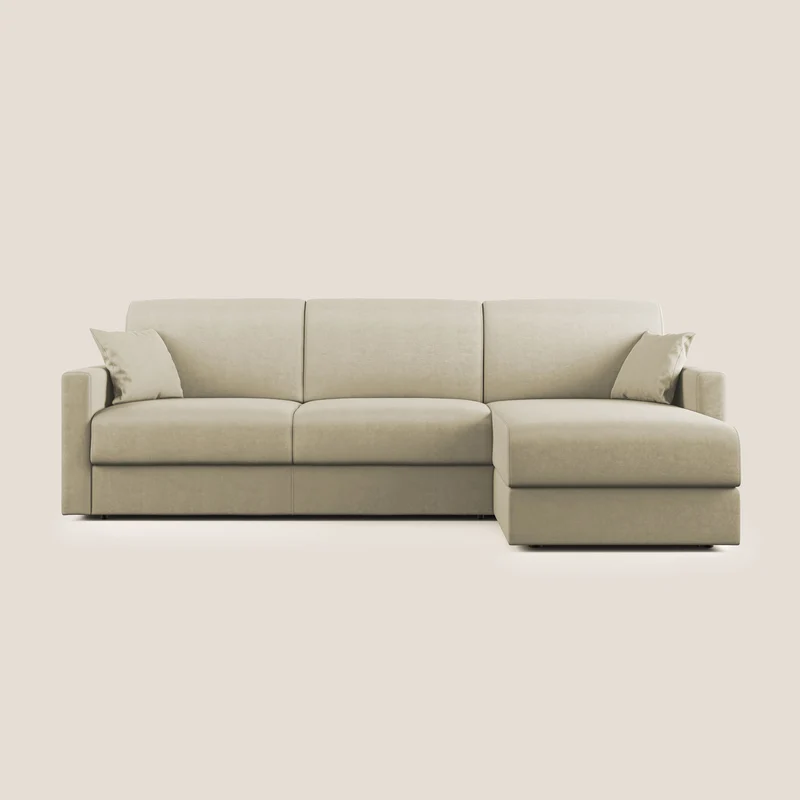 Chris canapé d'angle convertible en microfibre détachable T11 crème
