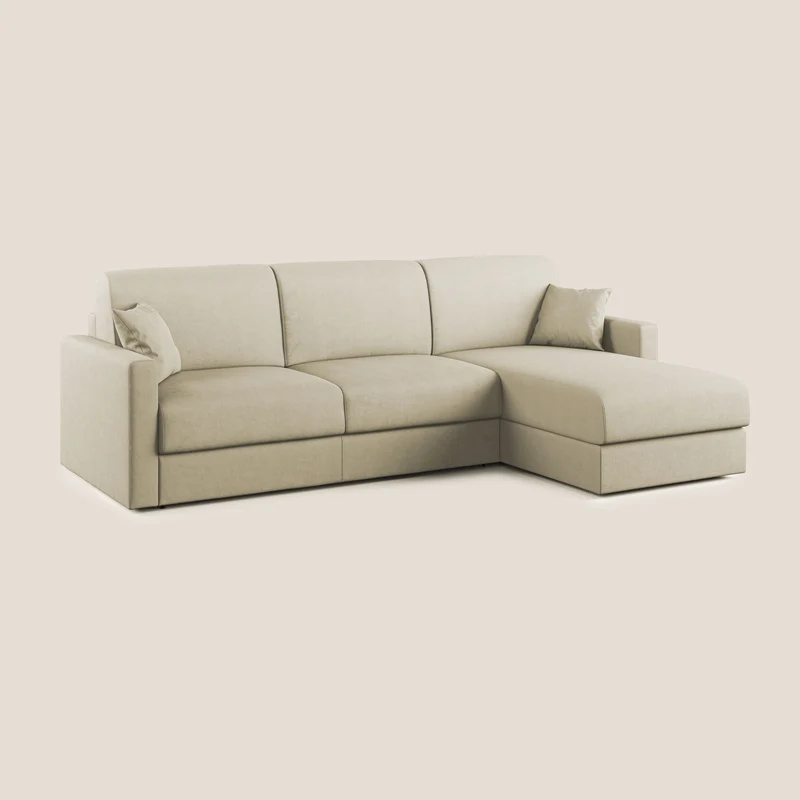 Chris canapé d'angle convertible en microfibre détachable T11 crème