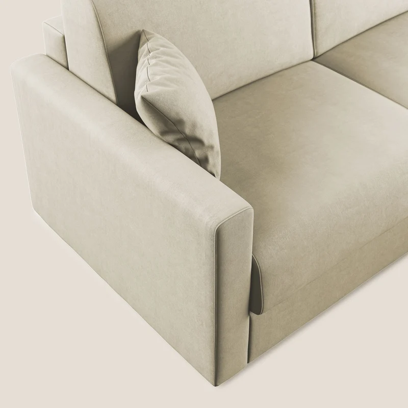Chris canapé d'angle convertible en microfibre détachable T11 crème