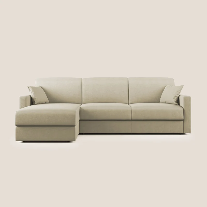 Chris canapé d'angle convertible en microfibre détachable T11 crème