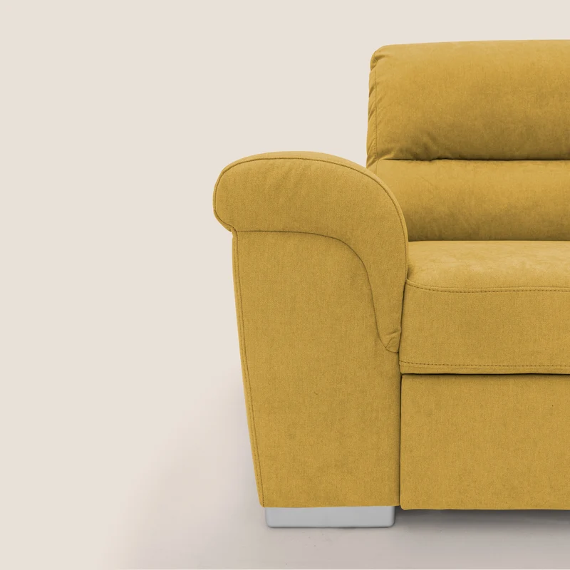 Minerva canapé d'angle avec angle et pouf extractible en tissu doux imperméable T02 jaune