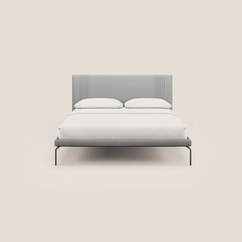 Finn lit rembourré avec pieds hauts en métal en tissu détachable T05 gris