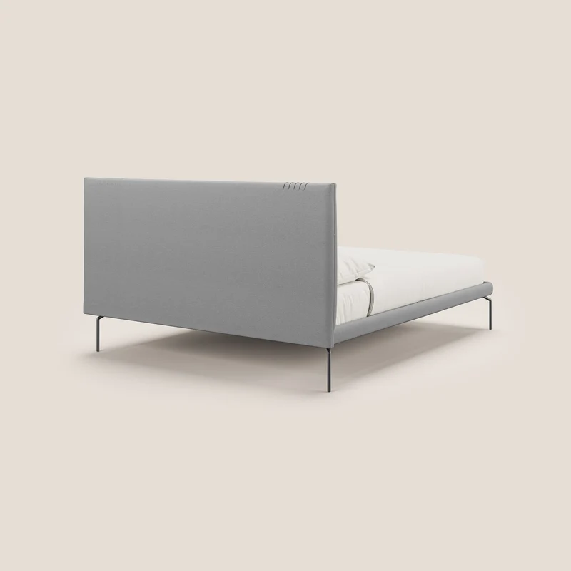 Finn lit rembourré avec pieds hauts en métal en tissu détachable T05 gris