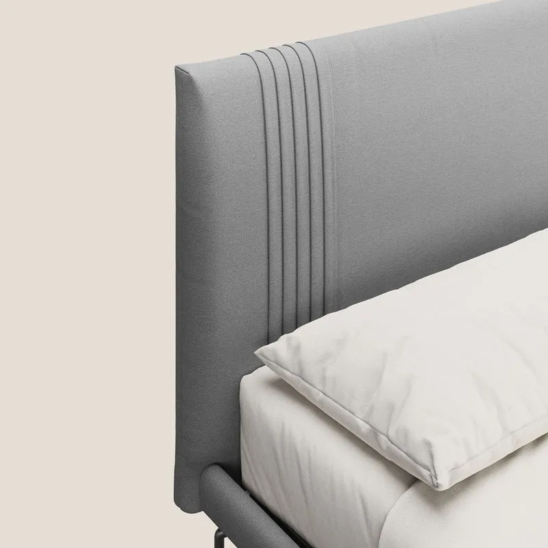 Finn lit rembourré avec pieds hauts en métal en tissu détachable T05 gris