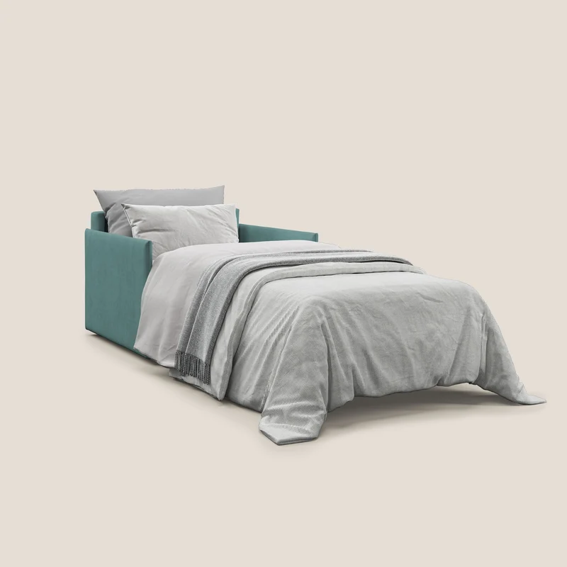 Evans fauteuil convertible en tissu imperméable T02 bleu canard