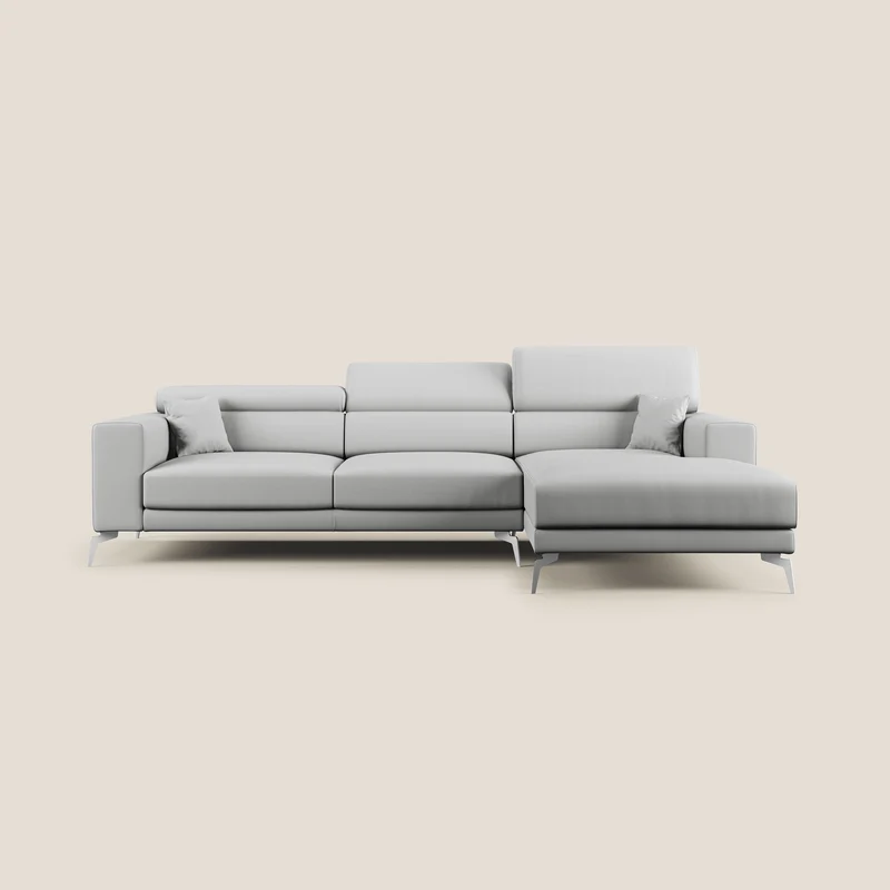 Blade Canapé d'angle moderne avec têtières inclinables en Similicuir T04 gris clair