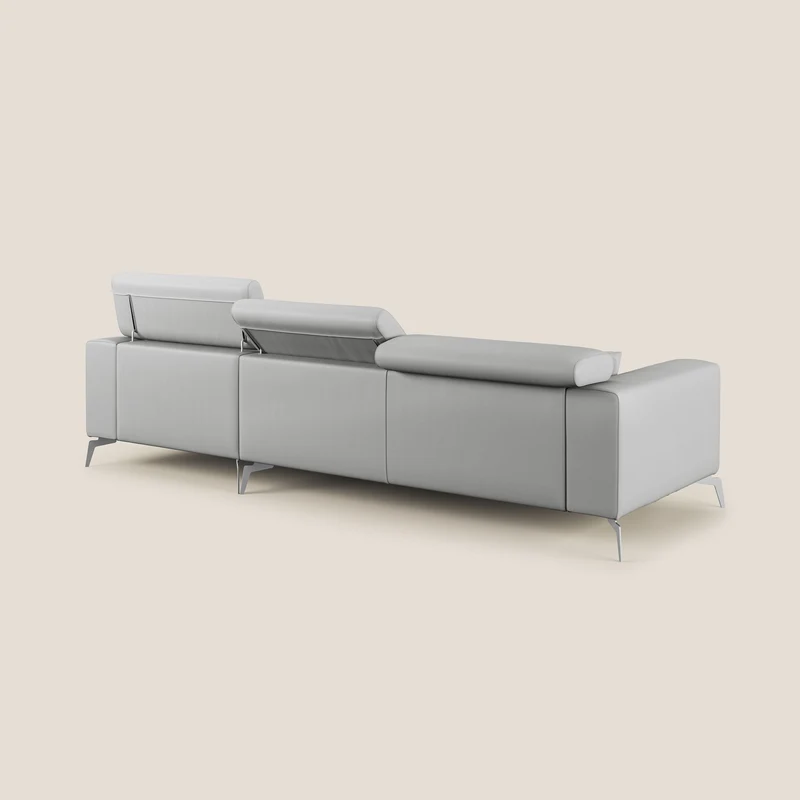 Blade Canapé d'angle moderne avec têtières inclinables en Similicuir T04 gris clair