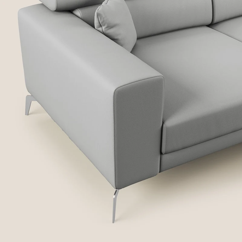 Blade Canapé d'angle moderne avec têtières inclinables en Similicuir T04 gris clair
