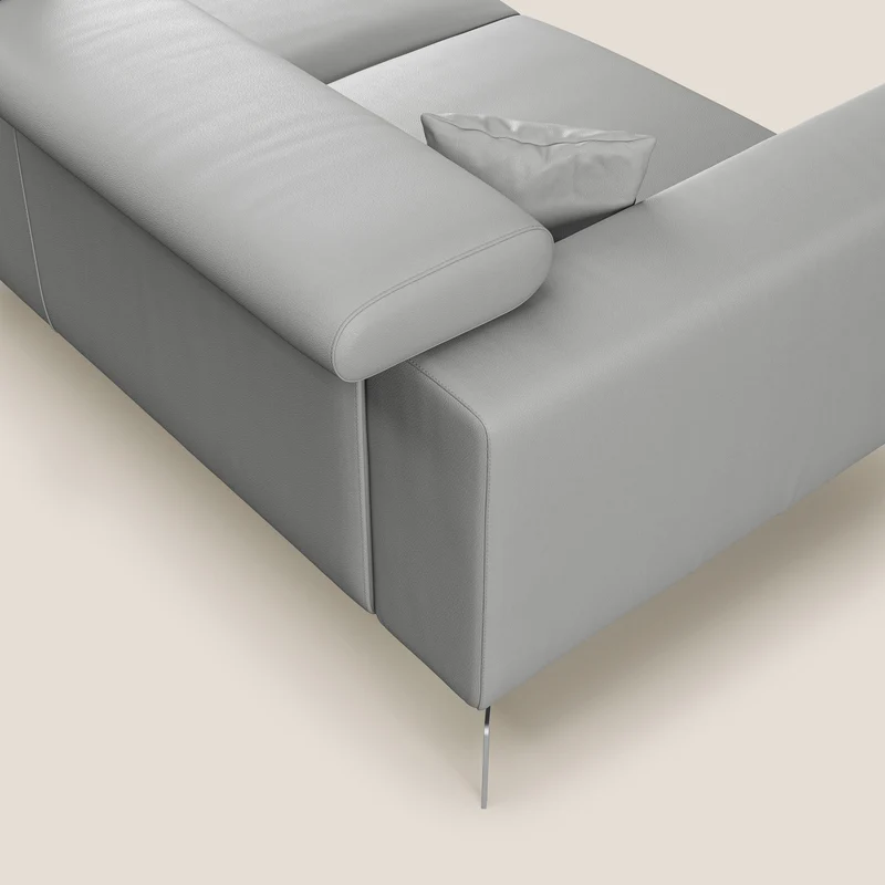 Blade Canapé d'angle moderne avec têtières inclinables en Similicuir T04 gris clair