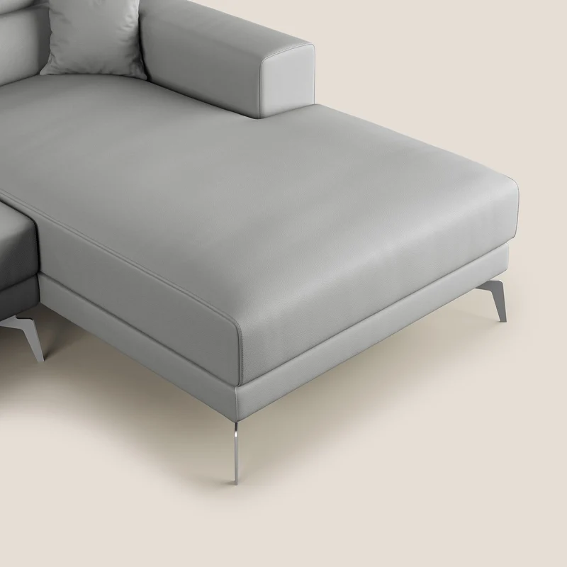 Blade Canapé d'angle moderne avec têtières inclinables en Similicuir T04 gris clair