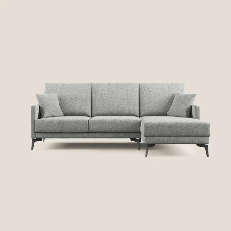 Saturno canapé d'angle moderne en tissu doux imperméable T03 gris clair