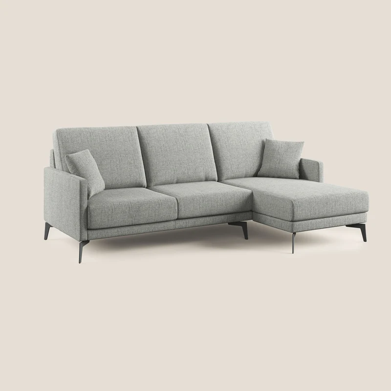 Saturno canapé d'angle moderne en tissu doux imperméable T03 gris clair