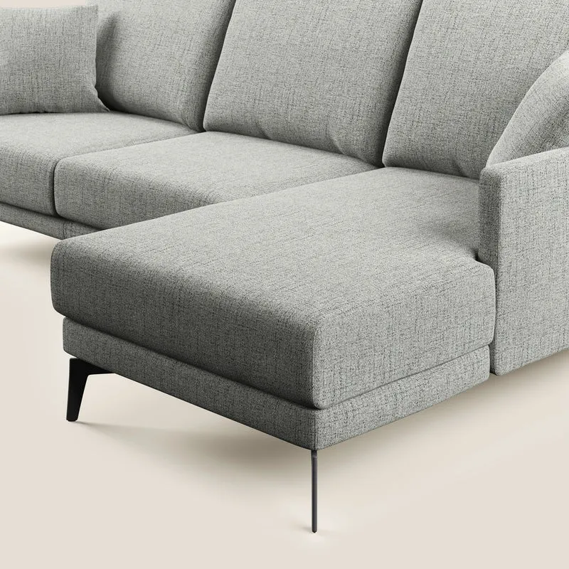 Saturno canapé d'angle moderne en tissu doux imperméable T03 gris clair