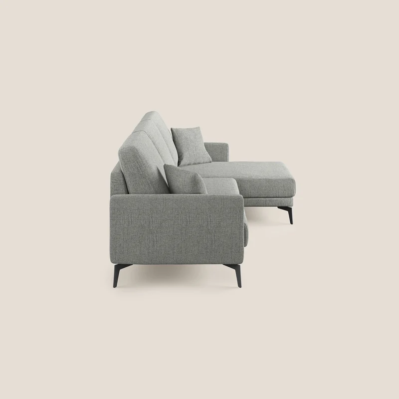 Saturno canapé d'angle moderne en tissu doux imperméable T03 gris clair