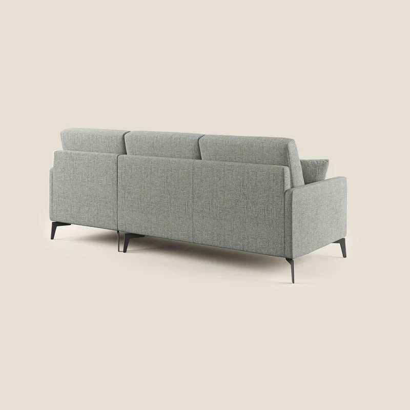 Saturno canapé d'angle moderne en tissu doux imperméable T03 gris clair