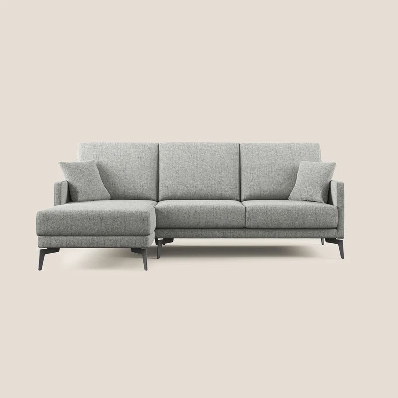 Saturno canapé d'angle moderne en tissu doux imperméable T03 gris clair