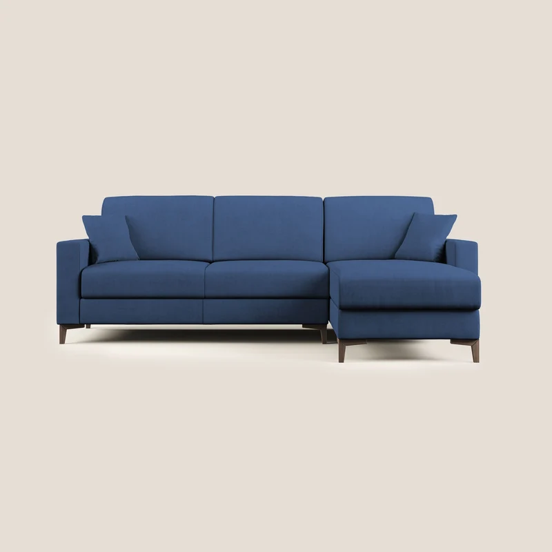 Kafka canapé d'angle convertible en tissu doux imperméable T02 bleu